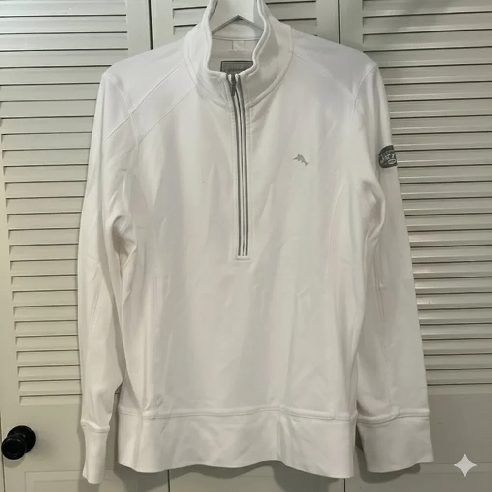 Tommy Bahama Men's sweatshirt Ivory Quarter-Zip Sweater NY JETS SIZE XL/TG
